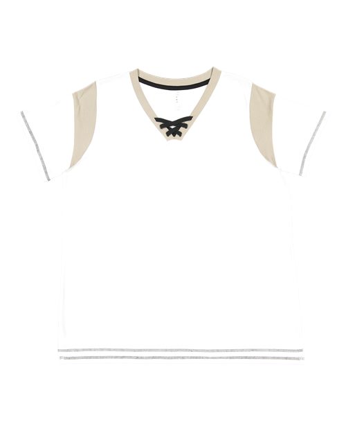 LAT Women's Curvy Lace-Up Fine Jersey Tee