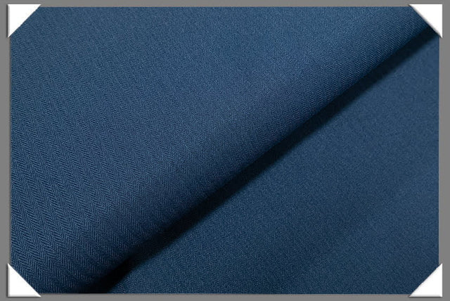 Blue Vegan Herringbone Polyester Fabric - Blue Herringbone, 60" Width (1 Yard)