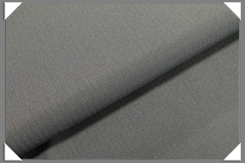 Light Grey Vegan Herringbone Polyester Fabric - Herringbone Pattern, Light Grey, 60" Width