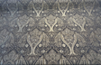 Iradessa Slate Chenille Fabric - Charcoal Background With Golden Ivory Damask, 58" Width (1 Yard)