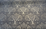 Iradessa Slate Chenille Fabric - Charcoal Background With Golden Ivory Damask, 58" Width (1 Yard)