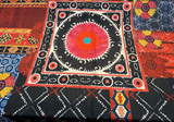 Suzani Bohemian Patchwork Velvet Fabric - Baltic, Antique Gold, Rouge, Onyx Black, Peach, Spring Green, Soft White, 56" Width (By The Yard)