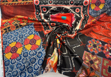 Suzani Bohemian Patchwork Velvet Fabric - Baltic, Antique Gold, Rouge, Onyx Black, Peach, Spring Green, Soft White, 56" Width (By The Yard)