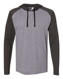LAT Men's Fine Jersey Hooded Long Sleeve Raglan T-Shirt