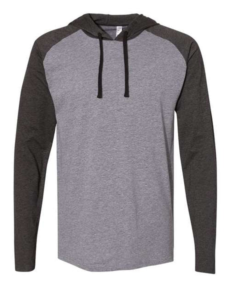 LAT Men's Fine Jersey Hooded Long Sleeve Raglan T-Shirt