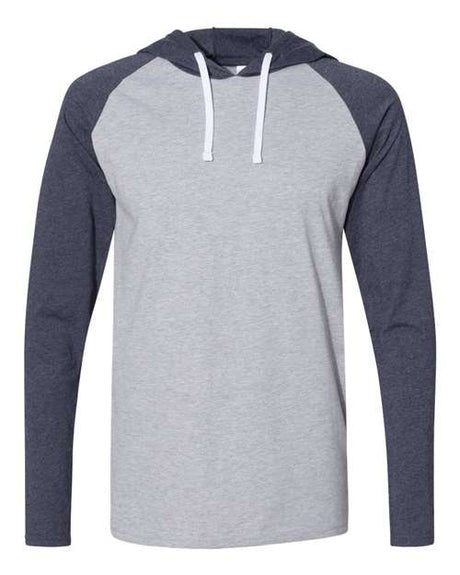 LAT Men's Fine Jersey Hooded Long Sleeve Raglan T-Shirt