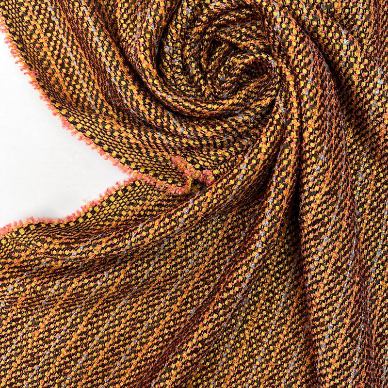 Polyester Blend Tweed in Yellow Brown Orange
