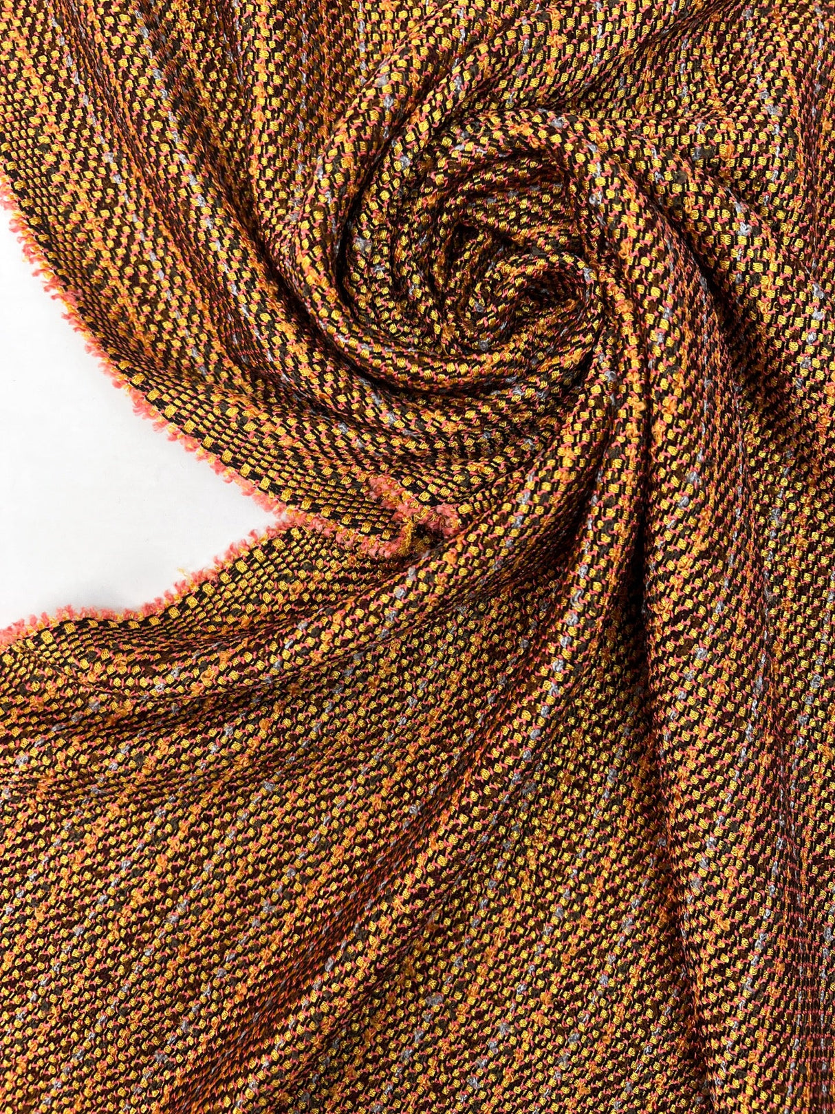 Polyester Blend Tweed in Yellow Brown Orange