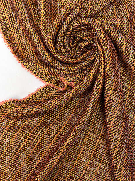 Polyester Blend Tweed in Yellow Brown Orange