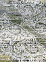 Regis Green Damask Emblem Velvet Fabric - Green Damask Medallion, 56" Width (By The Yard)