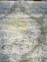 Regis Green Damask Emblem Velvet Fabric - Green Damask Medallion, 56" Width (By The Yard)
