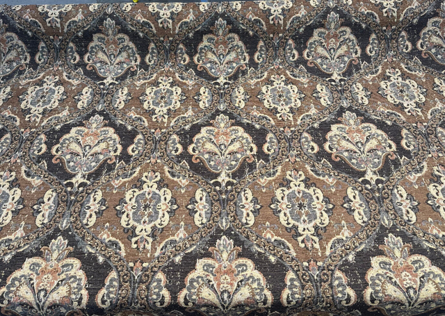Abia Latex Backed Chocolate Chenille Fabric - Chocolate, Tapestry, 13" Repeat Width, 12.75" Repeat Height (By The Yard)