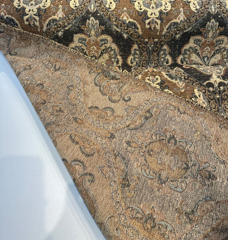Abia Latex Backed Chocolate Chenille Fabric - Chocolate, Tapestry, 13" Repeat Width, 12.75" Repeat Height (By The Yard)