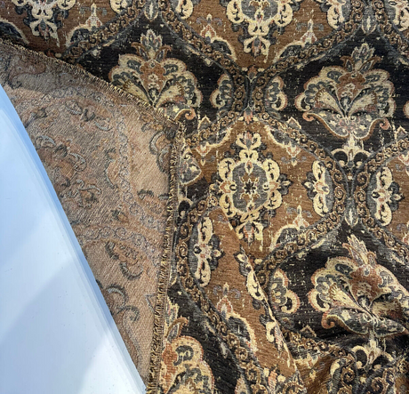 Abia Latex Backed Chocolate Chenille Fabric - Chocolate, Tapestry, 13" Repeat Width, 12.75" Repeat Height (By The Yard)