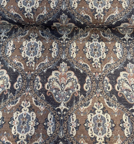 Abia Latex Backed Chocolate Chenille Fabric - Chocolate, Tapestry, 13" Repeat Width, 12.75" Repeat Height (By The Yard)