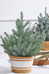 18 Inchi Plastic Tree in Basket Rustic Christmas Tabletop Holiday Decor