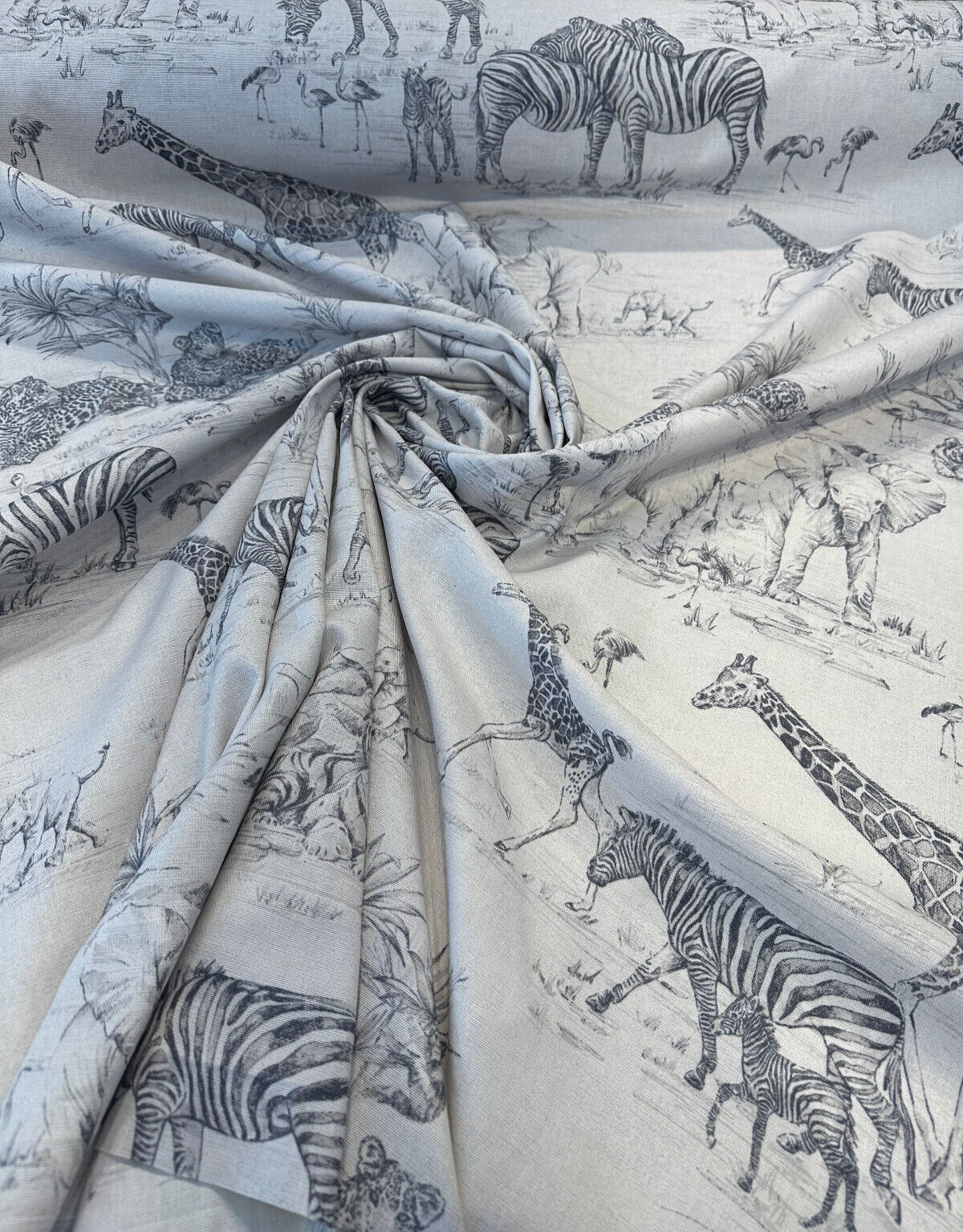 Covington Jungle Love Graphite Drapery Upholstery Fabric - Graphite, Animal Print, 54" Width (1 Yard)