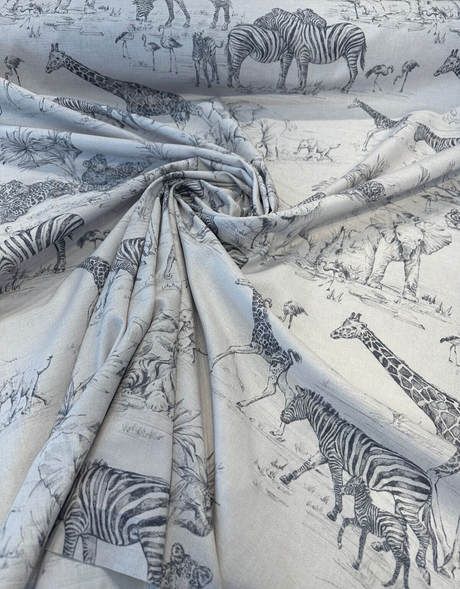 Covington Jungle Love Graphite Drapery Upholstery Fabric - Graphite, Animal Print, 54" Width (1 Yard)