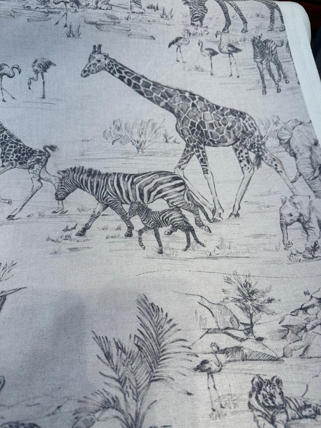 Covington Jungle Love Graphite Drapery Upholstery Fabric - Graphite, Animal Print, 54" Width (1 Yard)