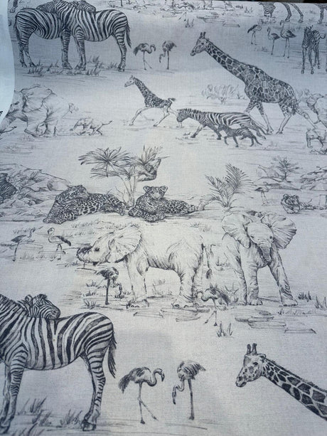 Covington Jungle Love Graphite Drapery Upholstery Fabric - Graphite, Animal Print, 54" Width (1 Yard)