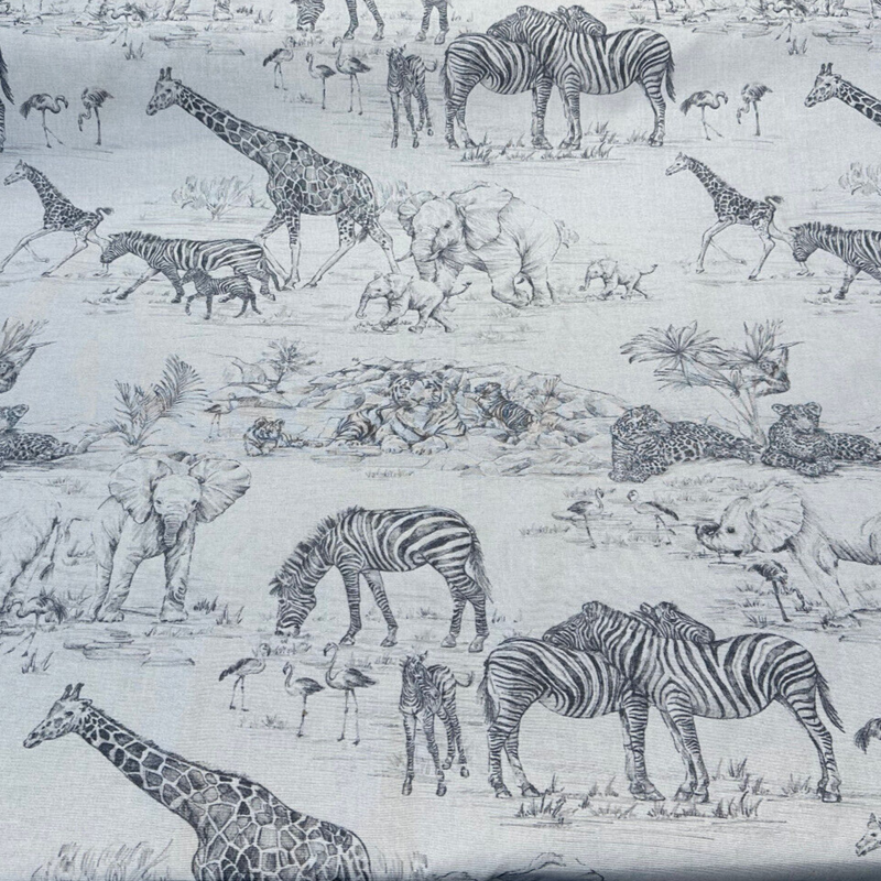 Covington Jungle Love Graphite Drapery Upholstery Fabric - Graphite, Animal Print, 54" Width (1 Yard)