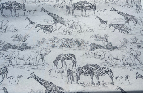 Covington Jungle Love Graphite Drapery Upholstery Fabric - Graphite, Animal Print, 54" Width (1 Yard)