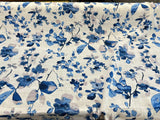 Trend Vern Blue Floral D3367 Linen Cotton Fabric - Aqua/Citrine Floral, 54" Width (By The Yard)