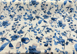 Trend Vern Blue Floral D3367 Linen Cotton Fabric - Aqua/Citrine Floral, 54" Width (By The Yard)