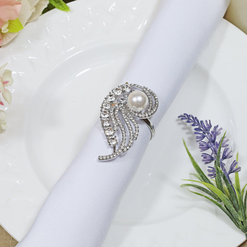 Rhinestone Napkin Ring Swirl Pearl