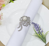 Rhinestone Napkin Ring with Elegant Ribbon 12 pc