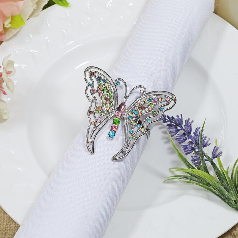 Rhinestone Napkin Ring Butterfly Multicolor