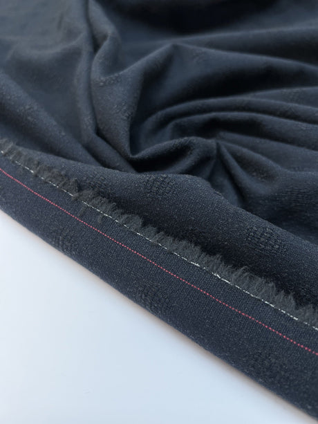 Wool Cotton Woven Fabric Gray Blue