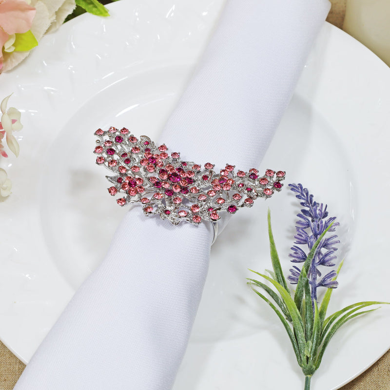 Rhinestone Napkin Ring Pink Butterfly
