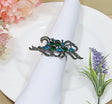 Rhinestone Napkin Ring Hunter Green/Blue Bouquet