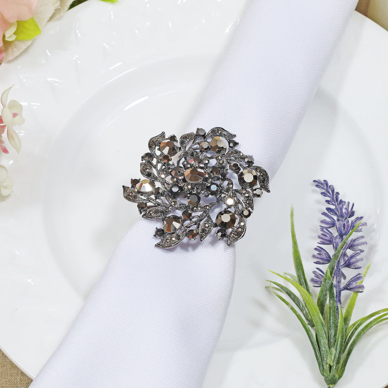 Napkin Ring Black Spinning Star Rhinestone