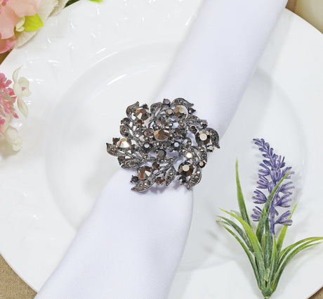 Napkin Ring Black Spinning Star Rhinestone