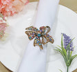 Rhinestone Napkin Ring Multicolor Ribbon Bow