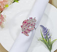 Rhinestone Napkin Ring Silver Pink Butterfly