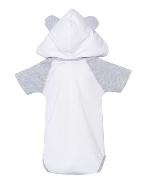 Fine Jersey Infant Short Sleeve Raglan Bodysuit with Hood & Ears