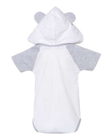 Fine Jersey Infant Short Sleeve Raglan Bodysuit with Hood & Ears