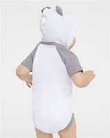 Fine Jersey Infant Short Sleeve Raglan Bodysuit with Hood & Ears