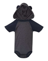 Fine Jersey Infant Short Sleeve Raglan Bodysuit with Hood & Ears