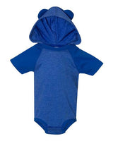 Fine Jersey Infant Short Sleeve Raglan Bodysuit with Hood & Ears