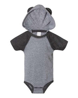 Fine Jersey Infant Short Sleeve Raglan Bodysuit with Hood & Ears