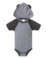 Fine Jersey Infant Short Sleeve Raglan Bodysuit with Hood & Ears