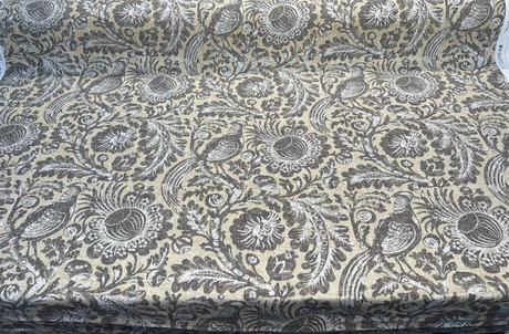 Waverly Tucker Resist Desert Bird Linen Rayon Blend Fabric - Beige Brown Gray Blend Offwhite Bird Pattern, 54" Width (1 Yard)