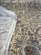 Waverly Tucker Resist Desert Bird Linen Rayon Blend Fabric - Beige Brown Gray Blend Offwhite Bird Pattern, 54" Width (1 Yard)
