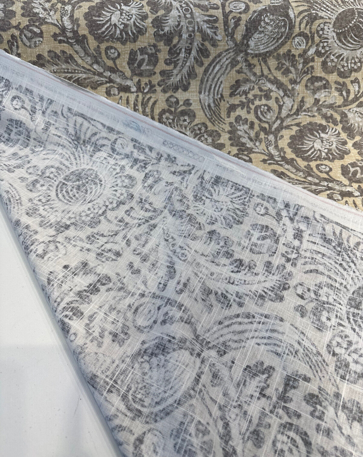 Waverly Tucker Resist Desert Bird Linen Rayon Blend Fabric - Beige Brown Gray Blend Offwhite Bird Pattern, 54" Width (1 Yard)