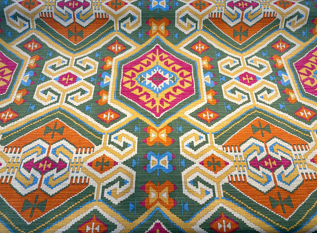 Waverly Tribal Eagle River Cotton Fabric - Green, Orange, Purple, Teal, Yellow, Beige Tribal Eagle Print, 54" Width (1 Yard)