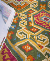 Waverly Tribal Eagle River Cotton Fabric - Green, Orange, Purple, Teal, Yellow, Beige Tribal Eagle Print, 54" Width (1 Yard)